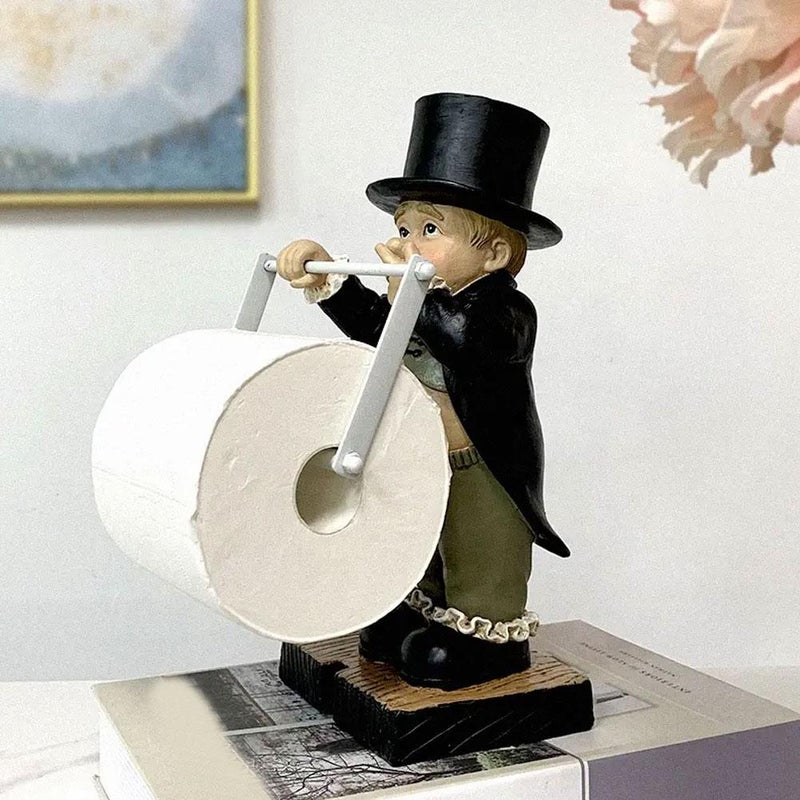 Funny Pinching Nose Tissue Paper Holder, Toilet Butler Statue - Funny Resin Boy Pinching Nose, Papers Holder Figurine for Bathroom, Kitchen, Wall Mount (Statue) - Image 3
